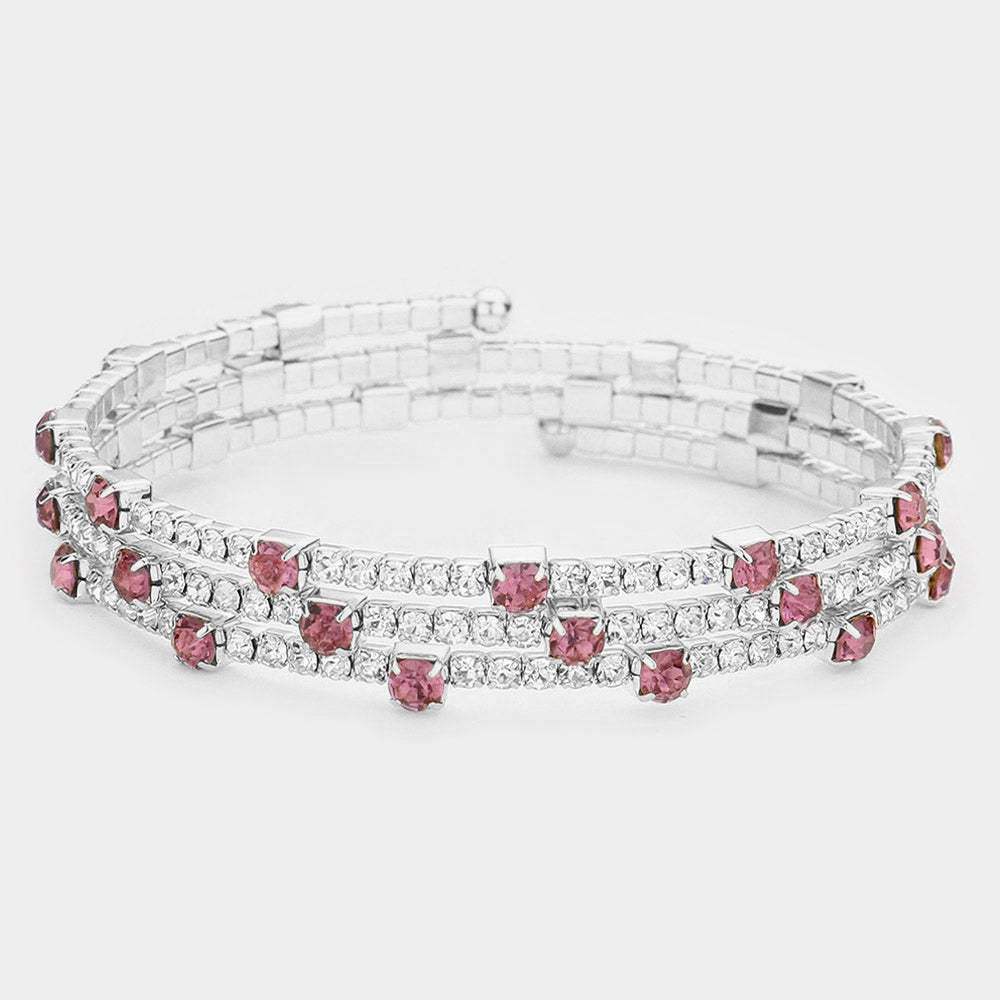 Rhinestone Coil Evening Bracelet - Madeline Love - Flyclothing LLC