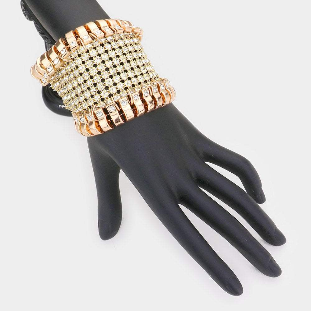 Rhinestone Embellished Evening Bracelet - Madeline Love - Flyclothing LLC
