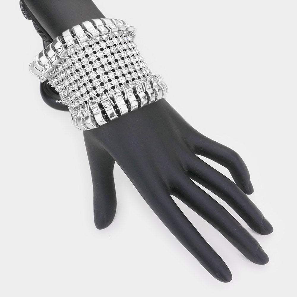 Rhinestone Embellished Evening Bracelet - Madeline Love - Flyclothing LLC