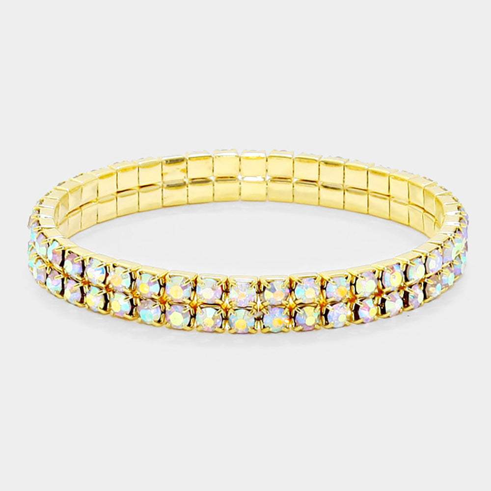 2-ROW Rhinestone Stretch Evening Bracelet - Madeline Love - Flyclothing LLC