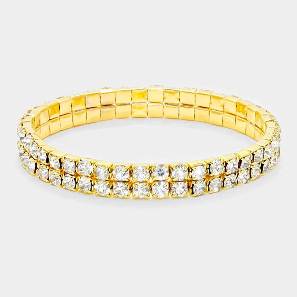 2-ROW Rhinestone Stretch Evening Bracelet - Madeline Love - Flyclothing LLC