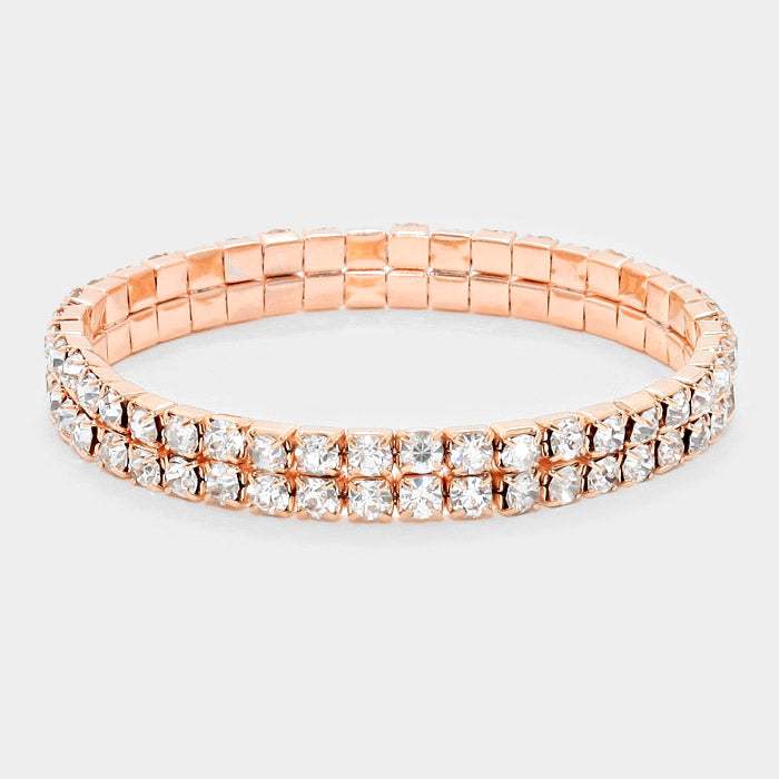 2-ROW Rhinestone Stretch Evening Bracelet - Madeline Love - Flyclothing LLC