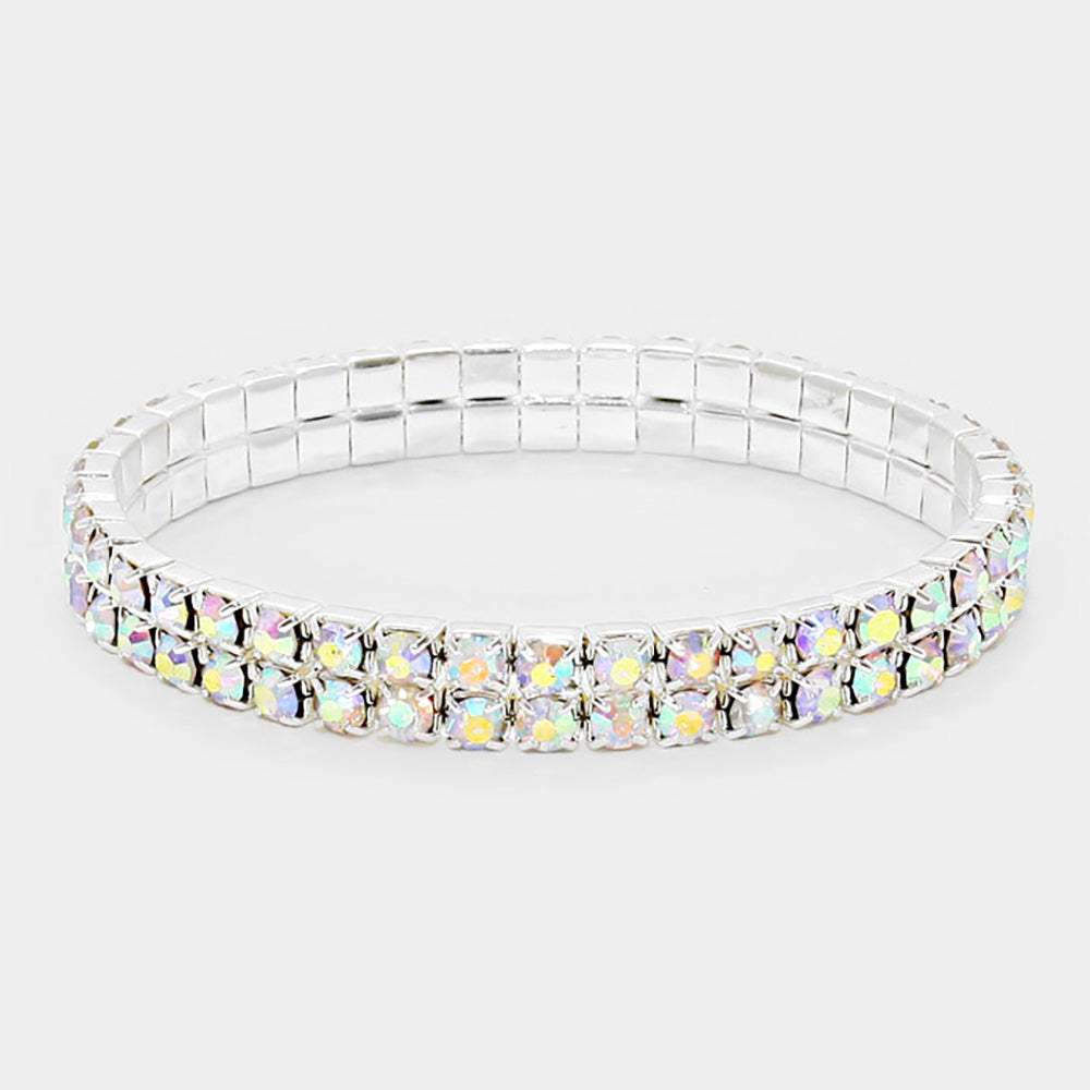 2-ROW Rhinestone Stretch Evening Bracelet - Madeline Love - Flyclothing LLC