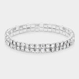 2-ROW Rhinestone Stretch Evening Bracelet - Madeline Love - Flyclothing LLC