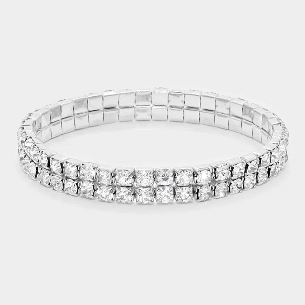2-ROW Rhinestone Stretch Evening Bracelet - Madeline Love - Flyclothing LLC