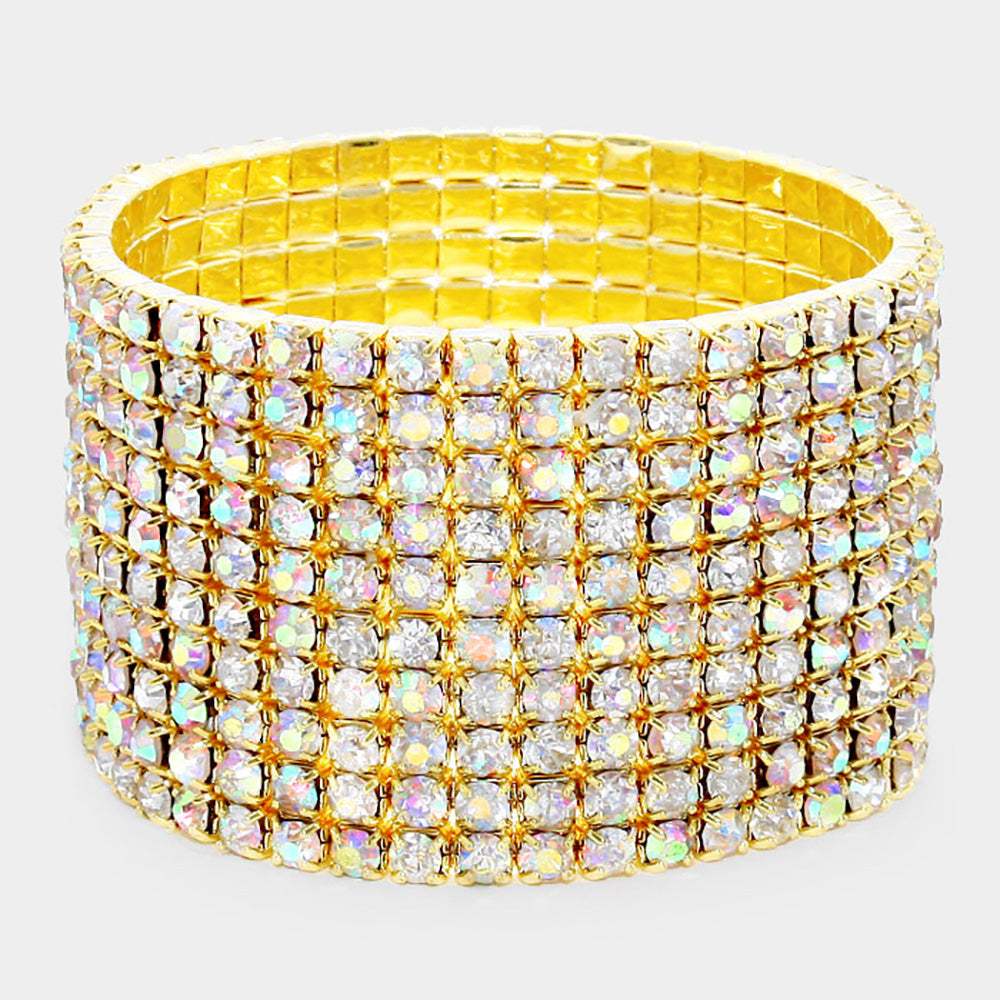 10-ROW Rhinestone Stretch Evening Bracelet - Madeline Love - Flyclothing LLC