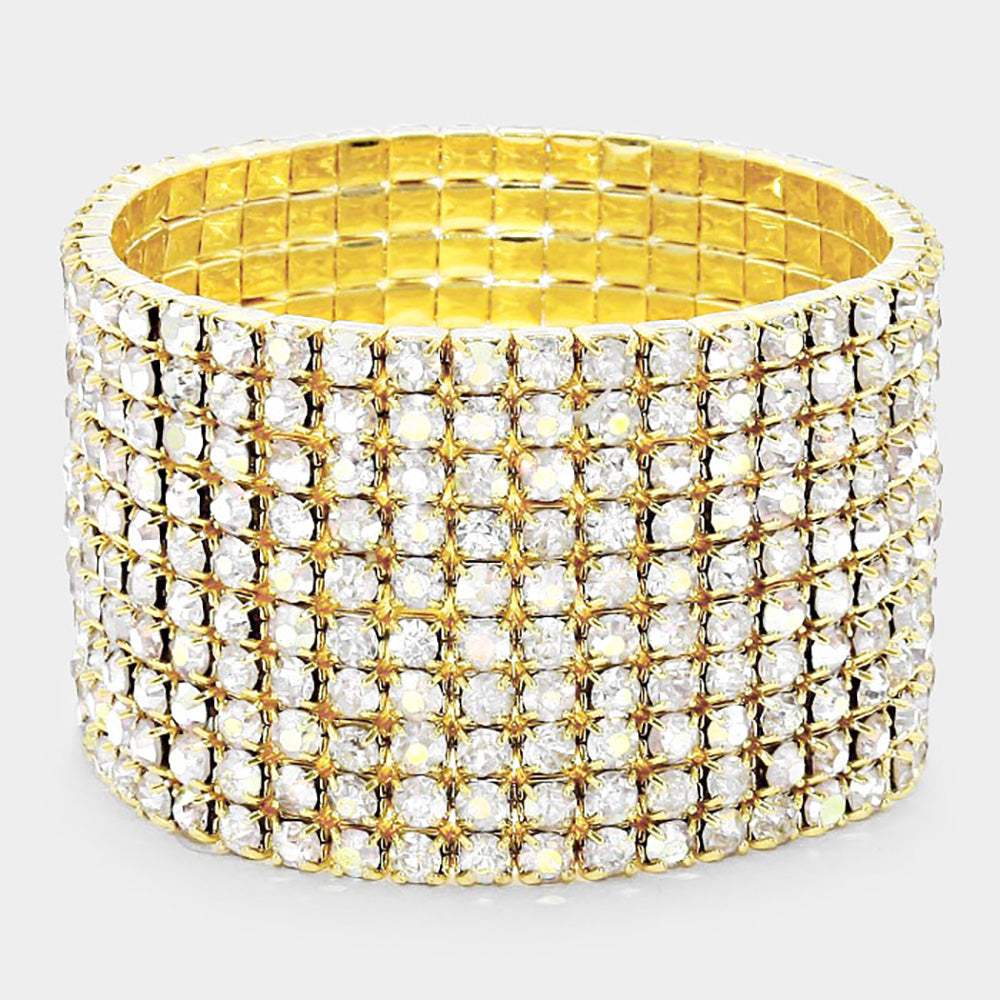 10-ROW Rhinestone Stretch Evening Bracelet - Madeline Love - Flyclothing LLC