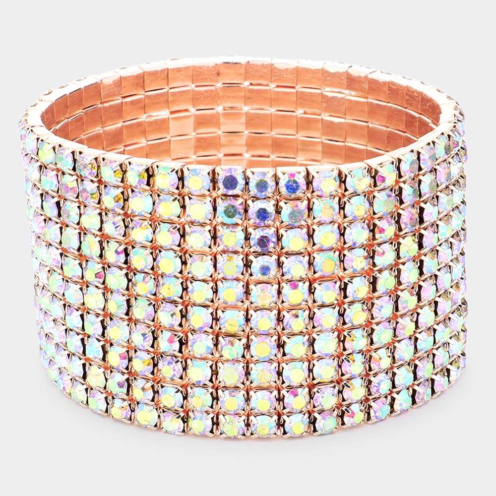 10-ROW Rhinestone Stretch Evening Bracelet - Madeline Love - Flyclothing LLC