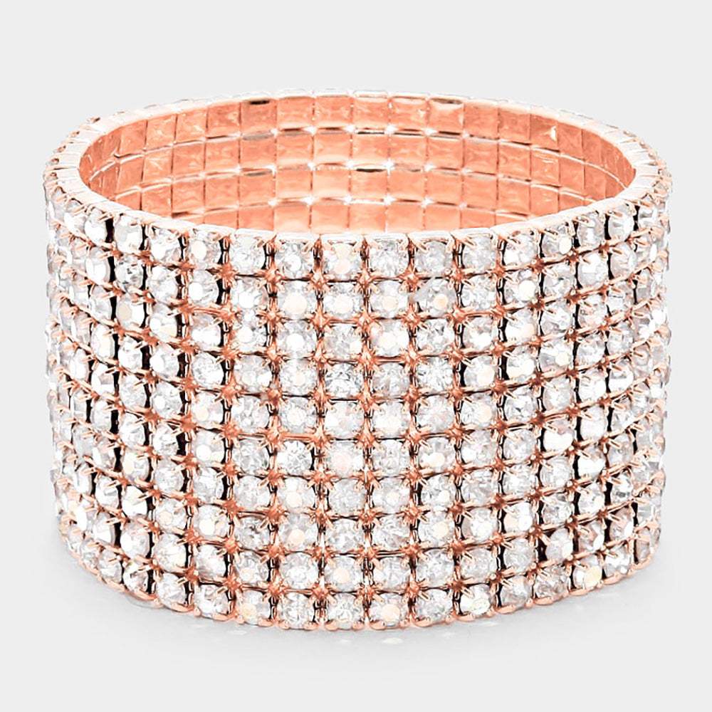 10-ROW Rhinestone Stretch Evening Bracelet - Madeline Love - Flyclothing LLC
