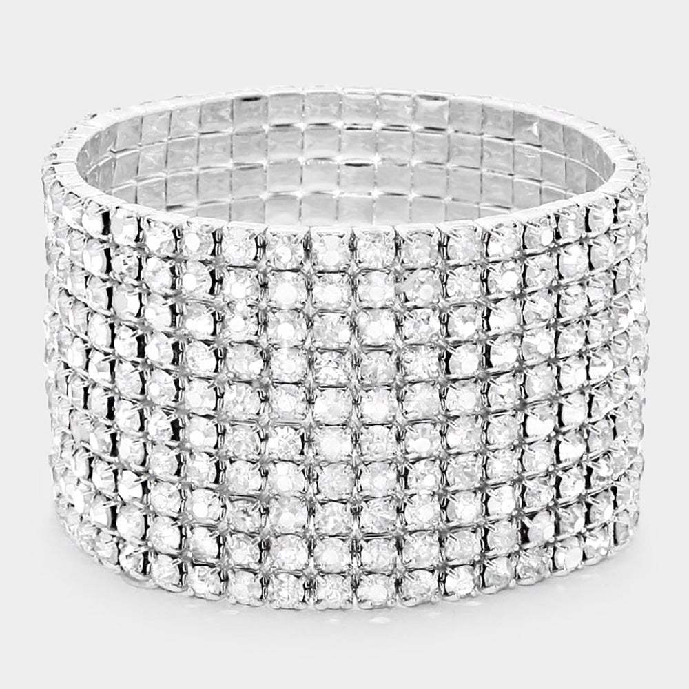 10-ROW Rhinestone Stretch Evening Bracelet - Madeline Love - Flyclothing LLC