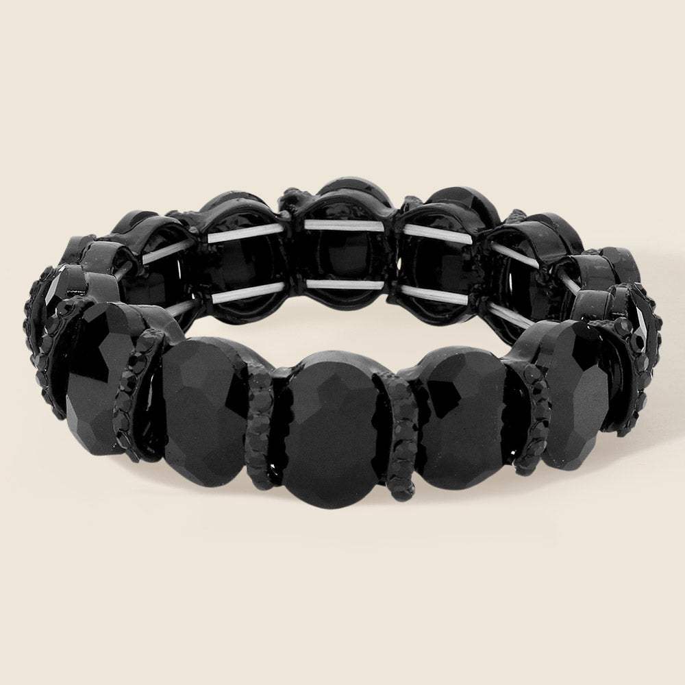 Oval Stone Stretch Evening Bracelet - Madeline Love - Flyclothing LLC