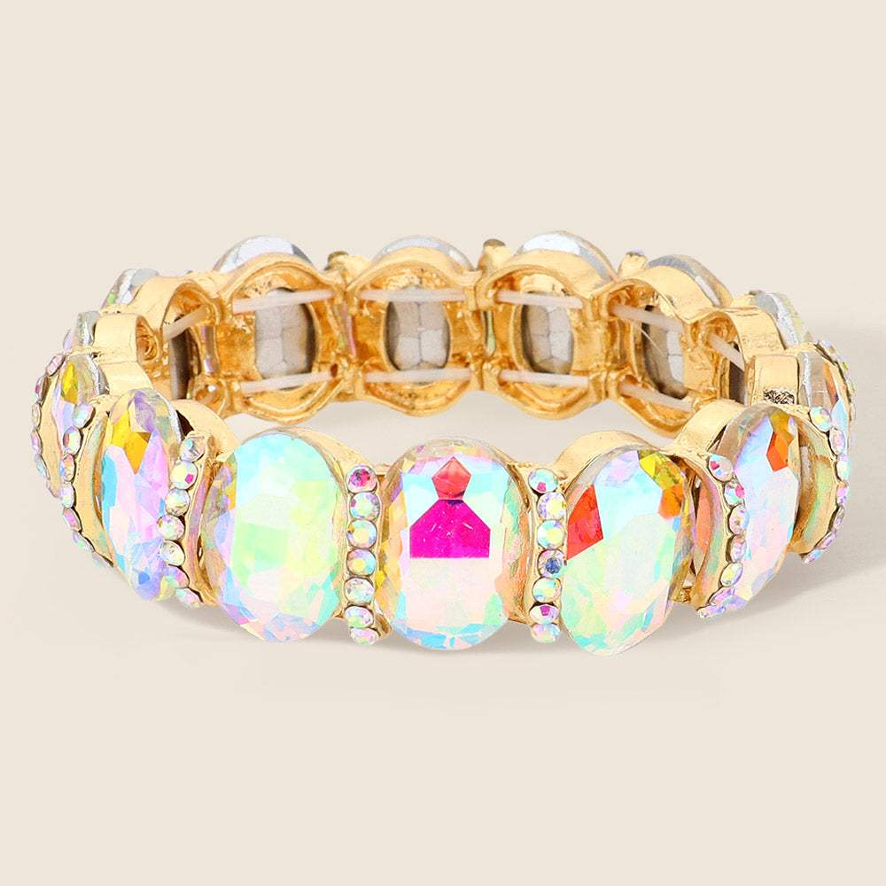 Oval Stone Stretch Evening Bracelet - Madeline Love - Flyclothing LLC