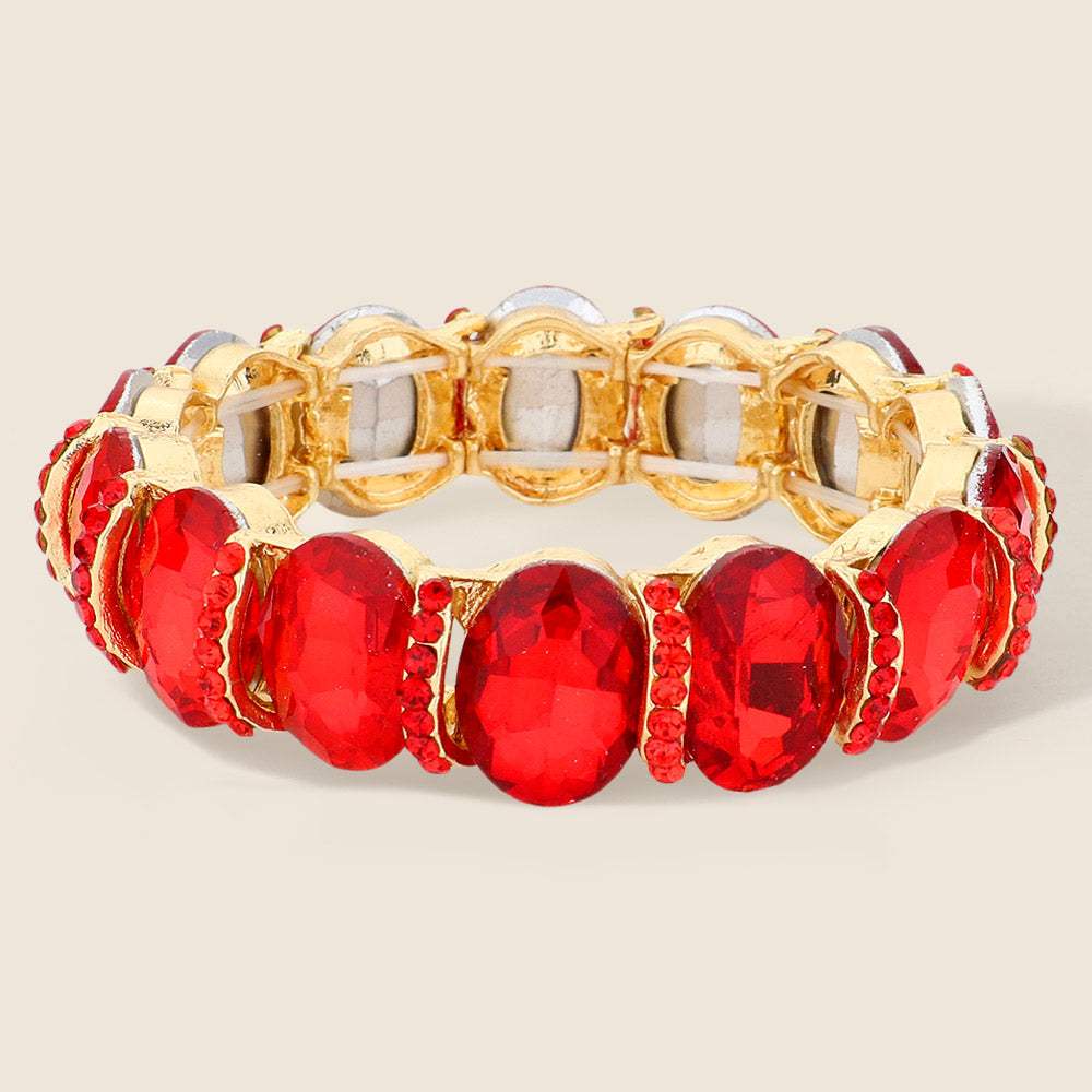 Oval Stone Stretch Evening Bracelet - Madeline Love - Flyclothing LLC