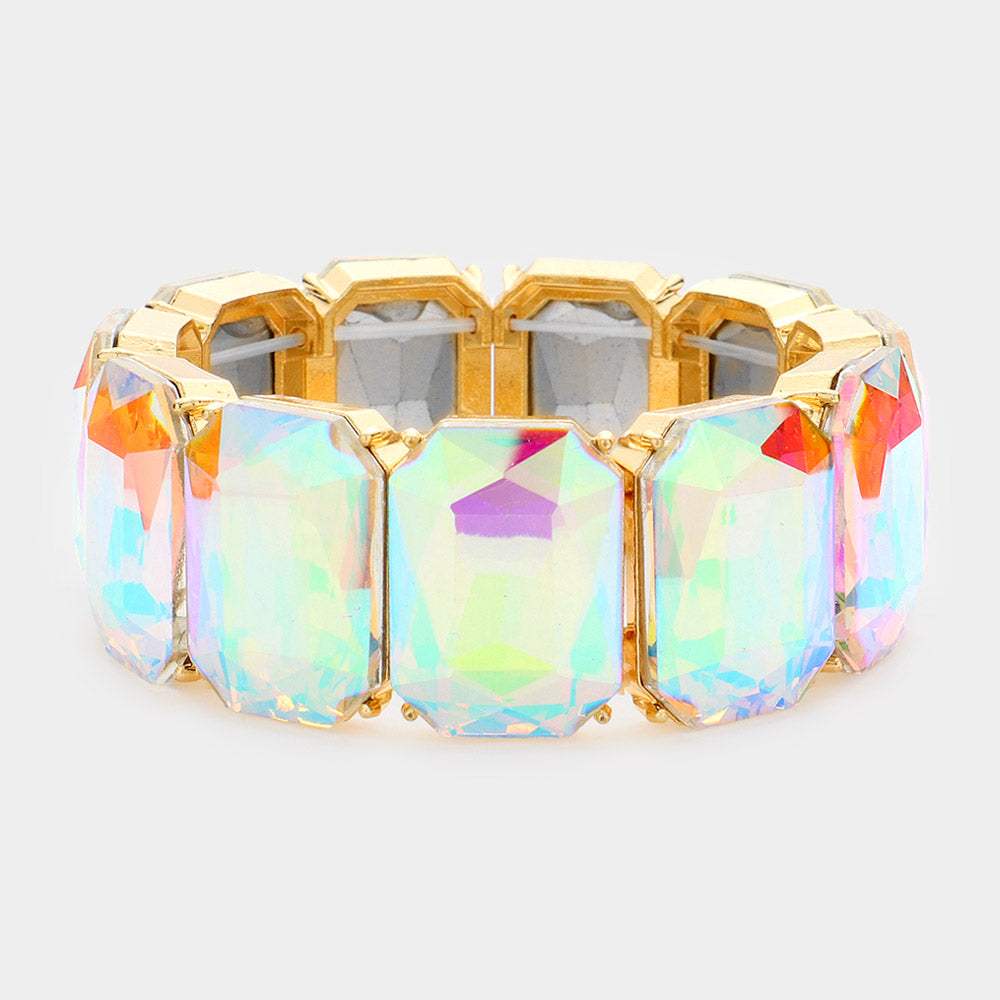 Emerald Cut Stone Stretch Evening Bracelet - Madeline Love - Flyclothing LLC