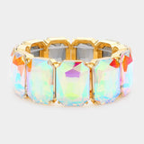 Emerald Cut Stone Stretch Evening Bracelet - Madeline Love - Flyclothing LLC