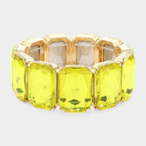 Emerald Cut Stone Stretch Evening Bracelet - Madeline Love - Flyclothing LLC