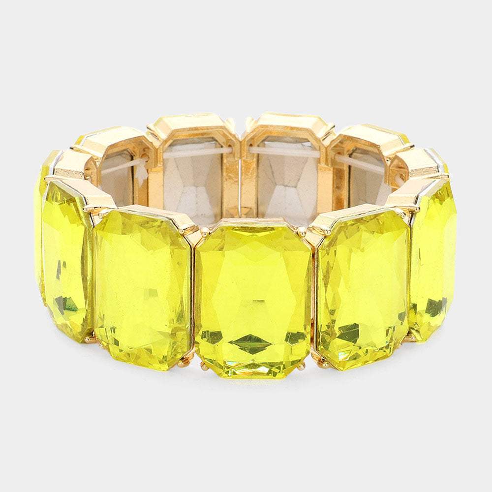 Emerald Cut Stone Stretch Evening Bracelet - Madeline Love - Flyclothing LLC