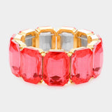 Emerald Cut Stone Stretch Evening Bracelet - Madeline Love - Flyclothing LLC