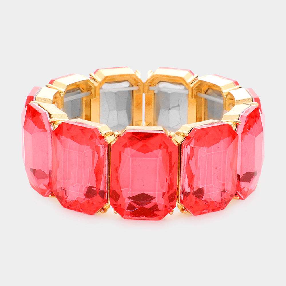 Emerald Cut Stone Stretch Evening Bracelet - Madeline Love - Flyclothing LLC