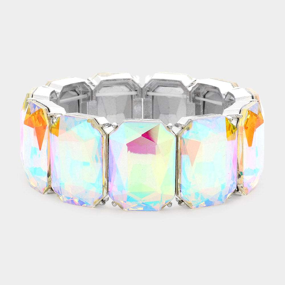 Emerald Cut Stone Stretch Evening Bracelet - Madeline Love - Flyclothing LLC