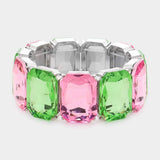 Emerald Cut Stone Stretch Evening Bracelet - Madeline Love - Flyclothing LLC