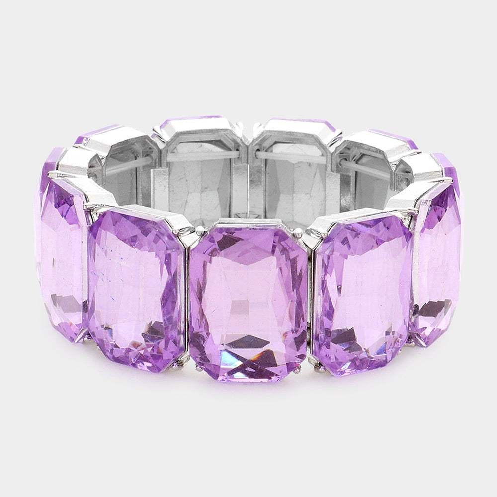 Emerald Cut Stone Stretch Evening Bracelet - Madeline Love - Flyclothing LLC