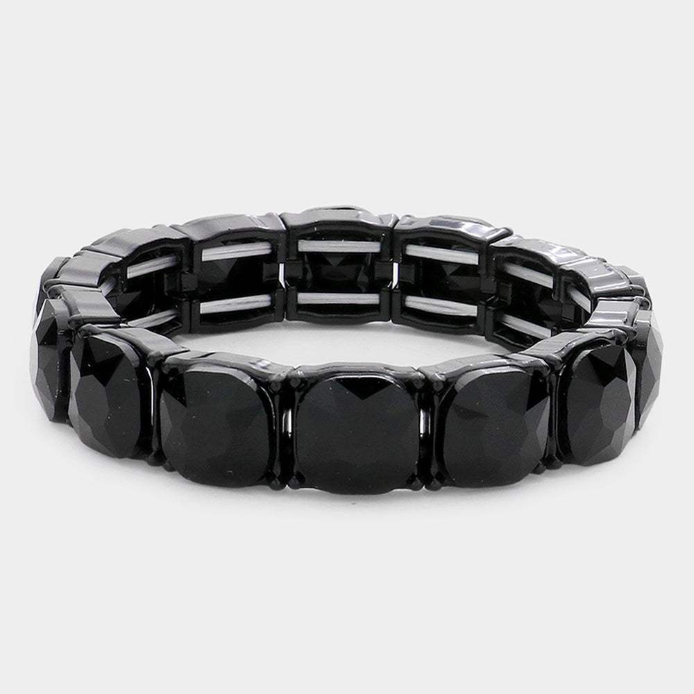 Cushion Square Stone Stretch Evening Bracelet - Madeline Love - Flyclothing LLC
