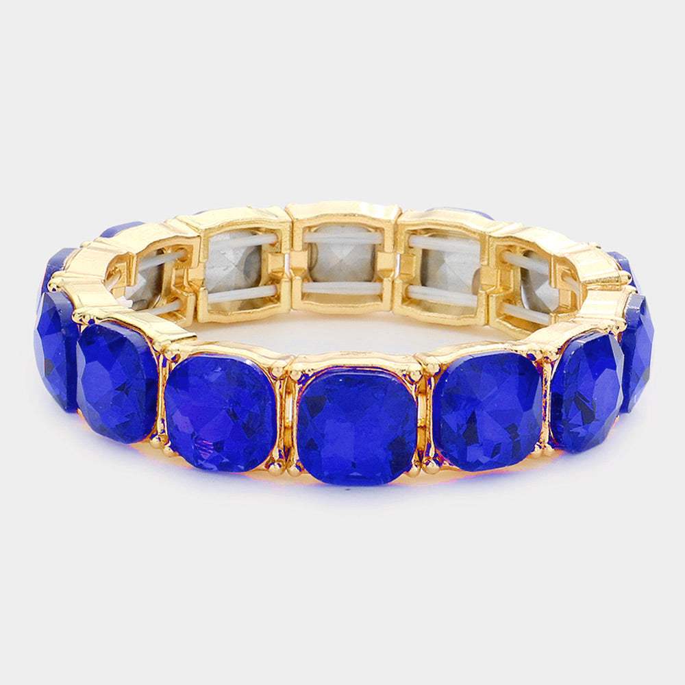 Cushion Square Stone Stretch Evening Bracelet - Madeline Love - Flyclothing LLC