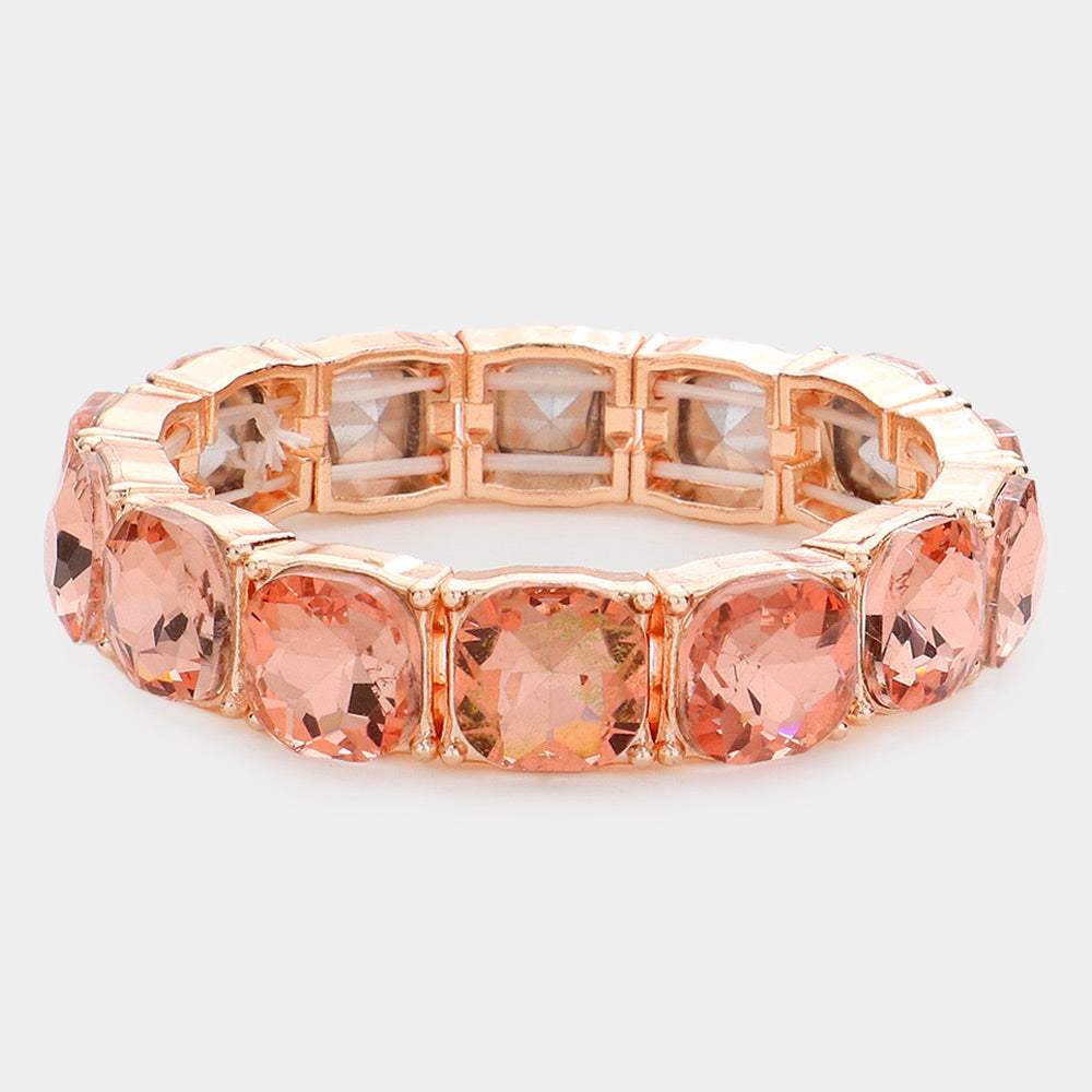 Cushion Square Stone Stretch Evening Bracelet - Madeline Love - Flyclothing LLC