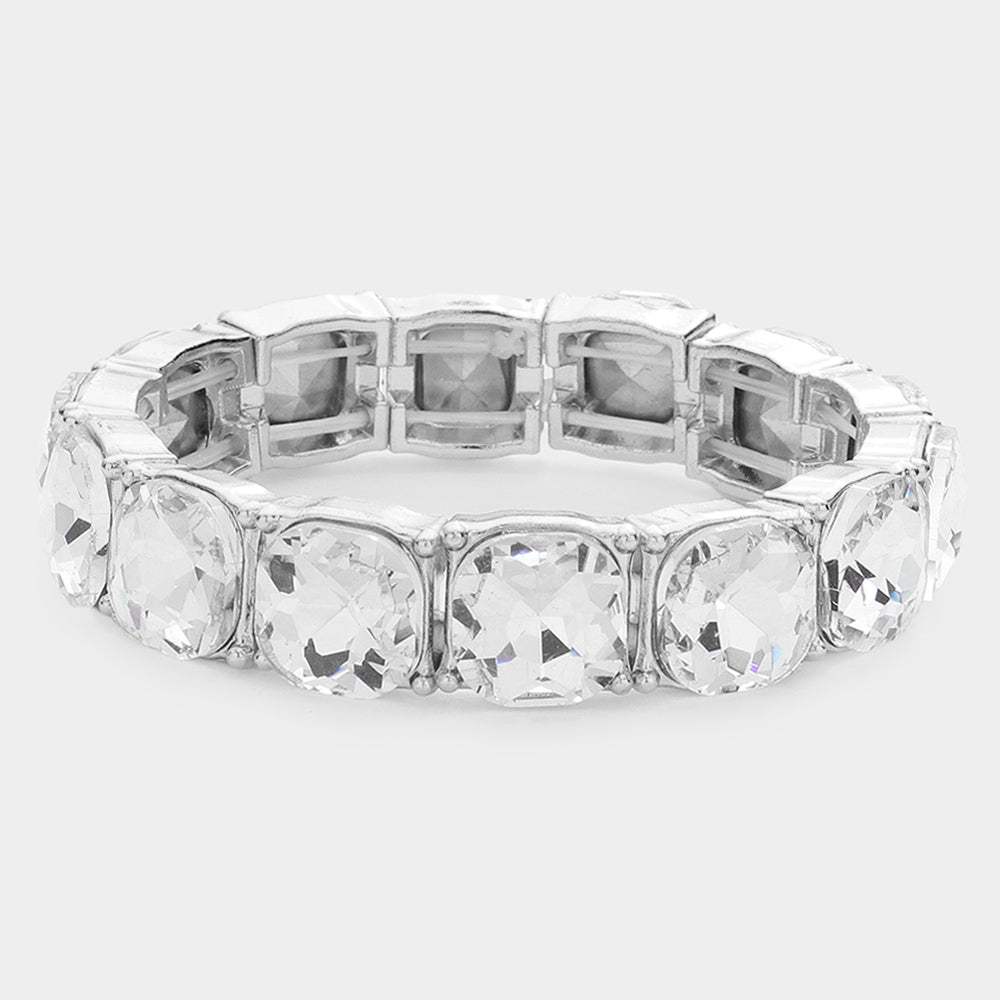 Cushion Square Stone Stretch Evening Bracelet - Madeline Love - Flyclothing LLC
