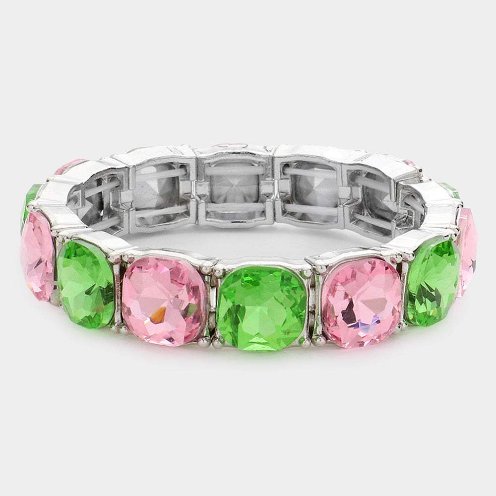 Cushion Square Stone Stretch Evening Bracelet - Madeline Love - Flyclothing LLC