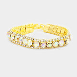 Round Crystal Rhinestone Trim Evening Bracelet - Madeline Love - Flyclothing LLC