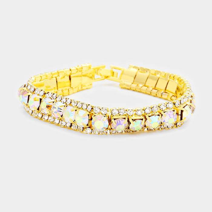 Round Crystal Rhinestone Trim Evening Bracelet - Madeline Love - Flyclothing LLC