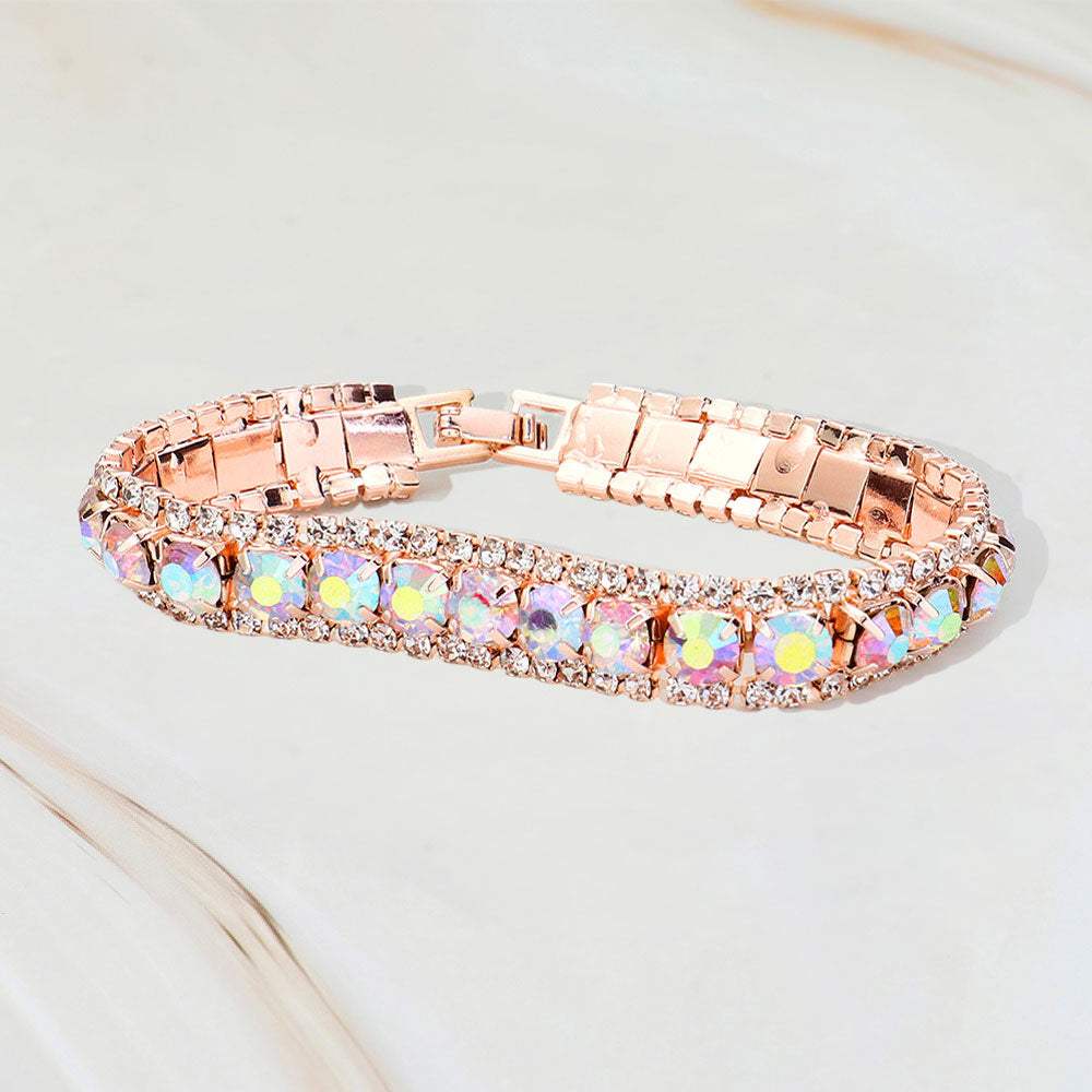 Round Crystal Rhinestone Trim Evening Bracelet - Madeline Love - Flyclothing LLC