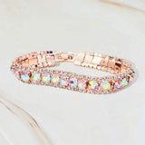 Round Crystal Rhinestone Trim Evening Bracelet - Madeline Love - Flyclothing LLC