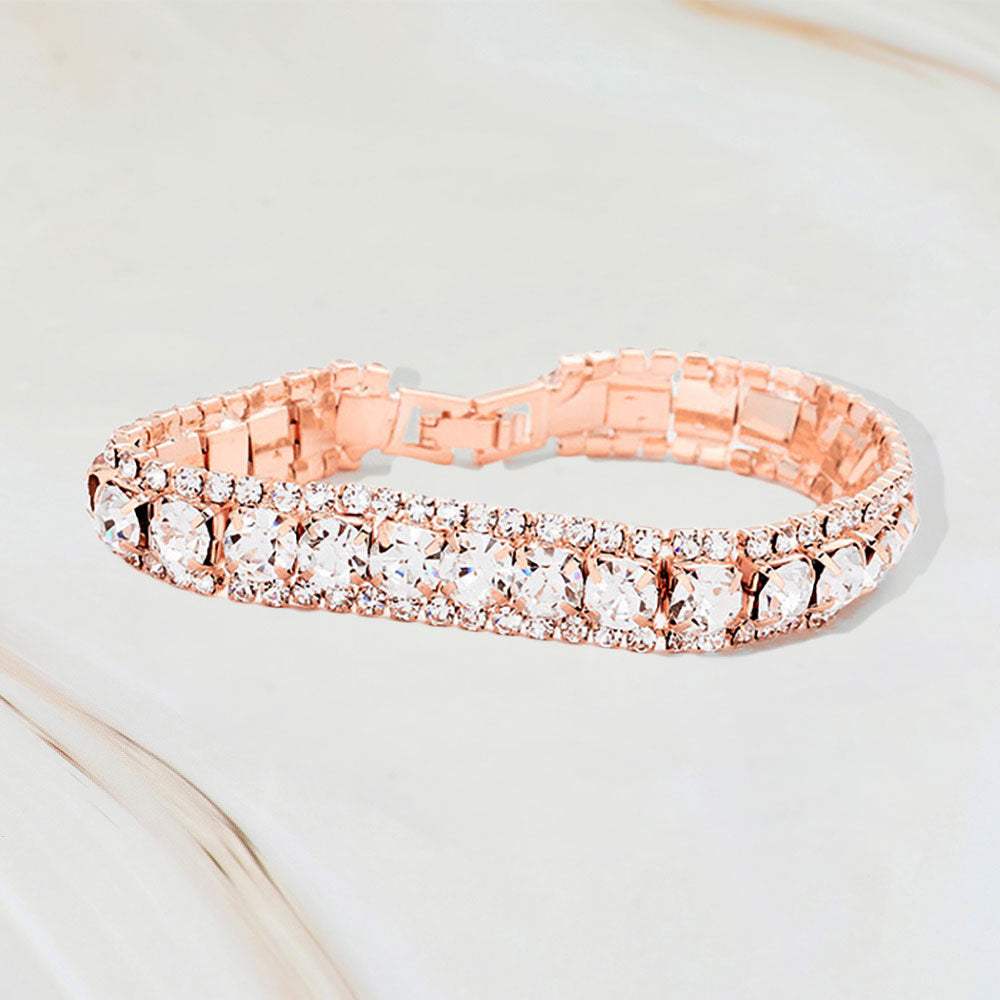 Round Crystal Rhinestone Trim Evening Bracelet - Madeline Love - Flyclothing LLC