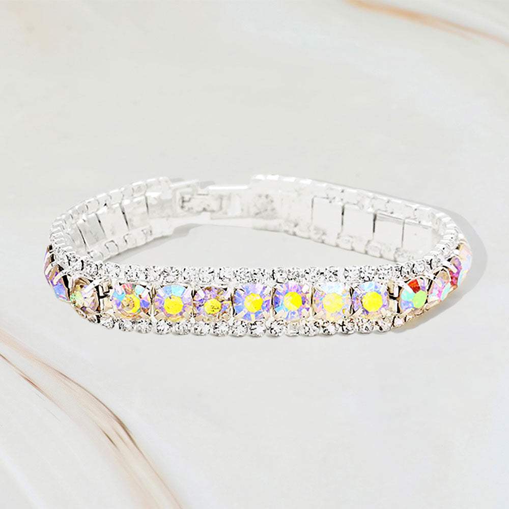 Round Crystal Rhinestone Trim Evening Bracelet - Madeline Love - Flyclothing LLC