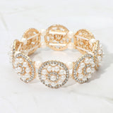 Pearl Floral Beaded Stretch Evening Bracelet - Madeline Love - Flyclothing LLC