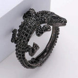 Crystal Rhinestone Crocodile/Alligator Embellished Evening Hinged Cuff Bracelet - Madeline Love - Flyclothing LLC