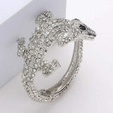Crystal Rhinestone Crocodile/Alligator Embellished Evening Hinged Cuff Bracelet - Madeline Love - Flyclothing LLC