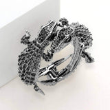 Crystal Rhinestone Double Crocodile/Alligator Evening Hinged Cuff Bracelet - Madeline Love - Flyclothing LLC