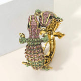 Crystal Rhinestone Double Crocodile/Alligator Evening Hinged Cuff Bracelet - Madeline Love - Flyclothing LLC