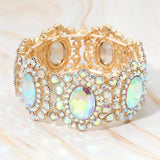 Oval Stone Accented Link Stretch Evening Bracelet - Madeline Love - Flyclothing LLC