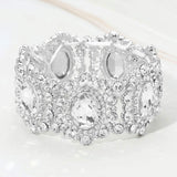 Oval Stone Accented Link Stretch Evening Bracelet - Madeline Love - Flyclothing LLC