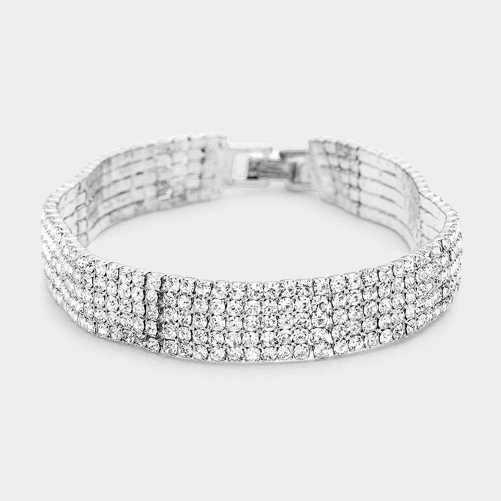Rippled Rhinestone Evening Bracelet - Madeline Love - Flyclothing LLC