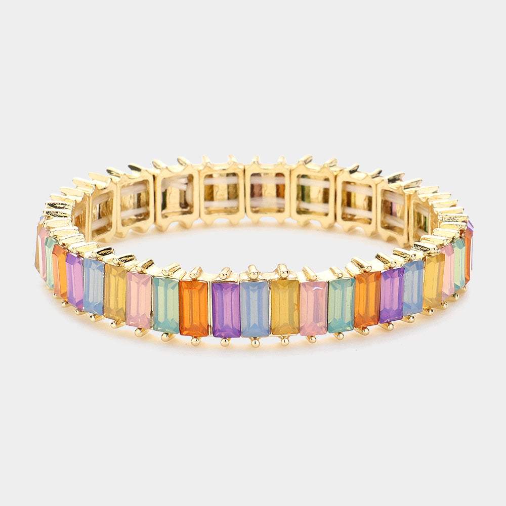 Baguette Stone Stretch Evening Bracelet - Madeline Love - Flyclothing LLC