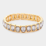 Emerald Cut Stone Stretch Evening Bracelet - Madeline Love - Flyclothing LLC