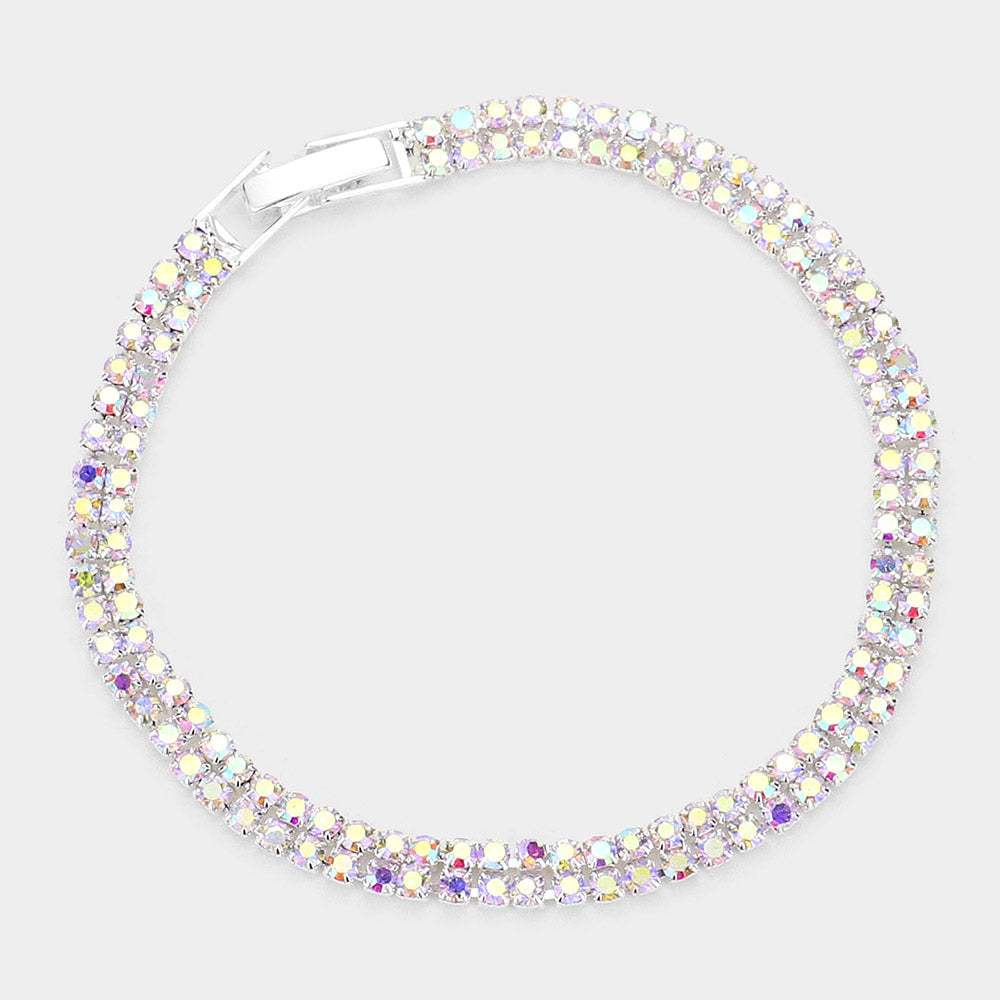 2Rows Rhinestone Evening Bracelet - Madeline Love - Flyclothing LLC