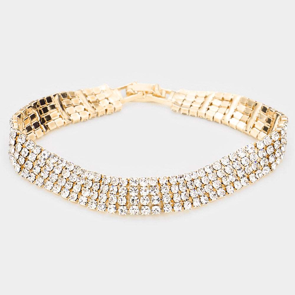 4Rows Rhinestone Evening Bracelet - Madeline Love - Flyclothing LLC