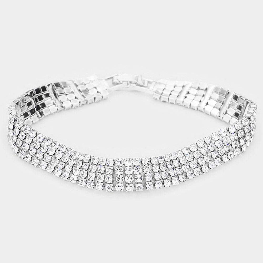 4Rows Rhinestone Evening Bracelet - Madeline Love - Flyclothing LLC